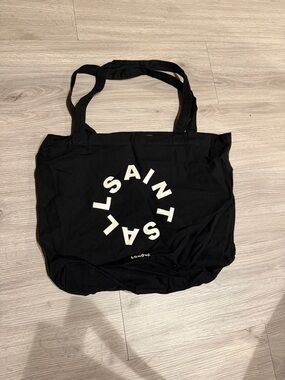 AllSaints Black Tote with White Circular Logo